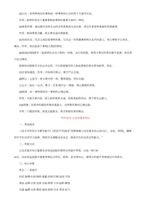 2023年初中语文基础知识点归纳.docx