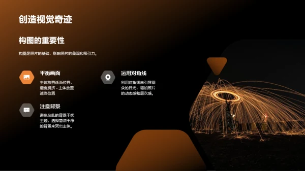 橙色旅行摄影技巧分享相册图集PPT模板