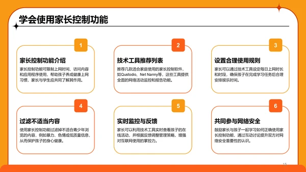 橙色卡通风中小学网络安全课件PPT模板