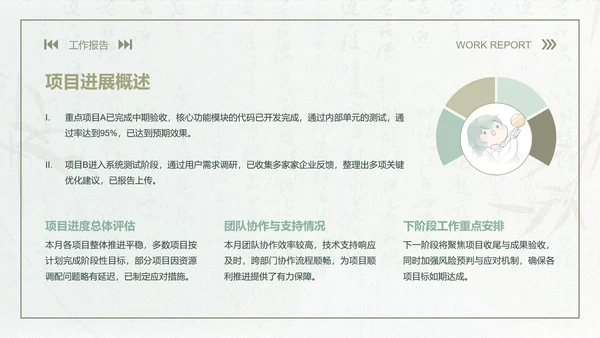 青黛此间中国风莫兰迪绿月度工作报告