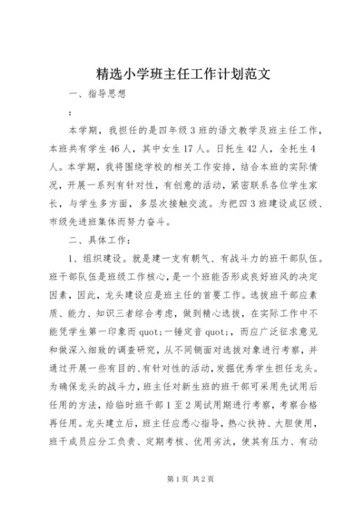 精选小学班主任工作计划范文.docx