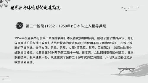 黑白中国风水墨乒乓球起源与发展小学体育PPT课件PPT模板宣传PP