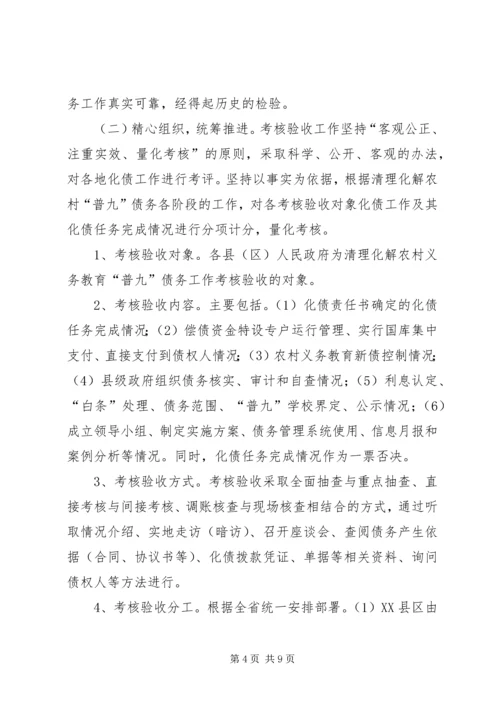 农村义务教育“普九”债务考核验收的讲话.docx