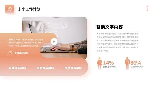 橙色弥散风月度复盘工作总结PPT