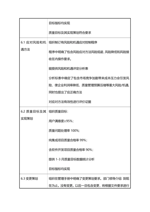 质量管理标准体系软件及系统集成全条款审核记录.docx