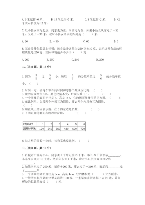 人教版数学六年级下册试题期末模拟检测卷（精选题）.docx