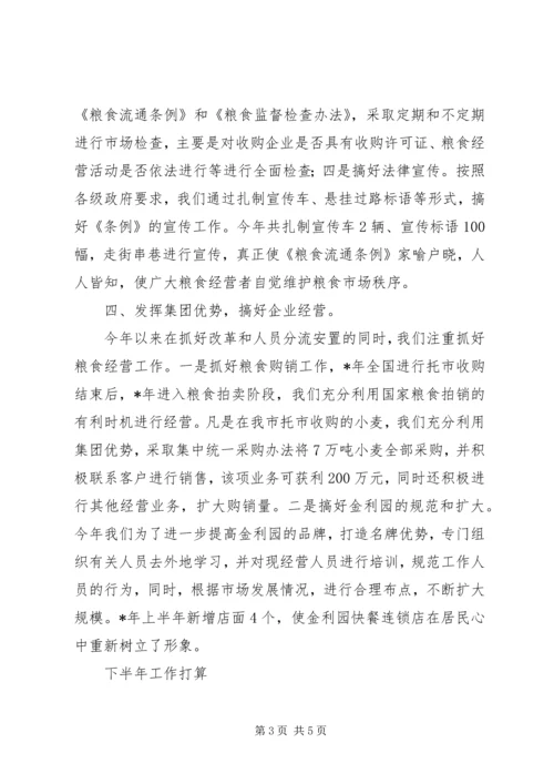市粮食局安全上半年总结及下半年计划.docx