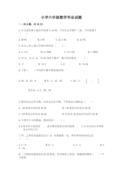 小学六年级数学毕业试题附答案【突破训练】.docx