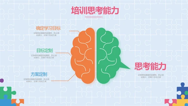 蓝色大气智力教学培训工作总结PPT