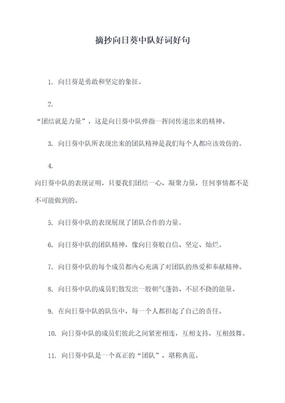 摘抄向日葵中队好词好句