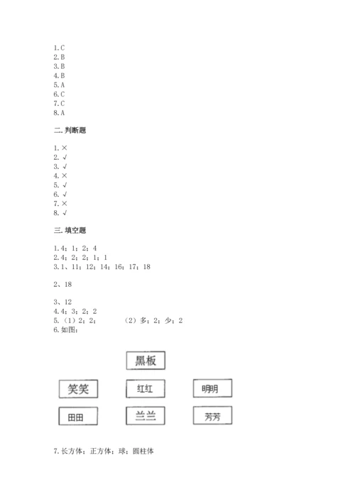 人教版一年级上册数学期中测试卷（研优卷）.docx