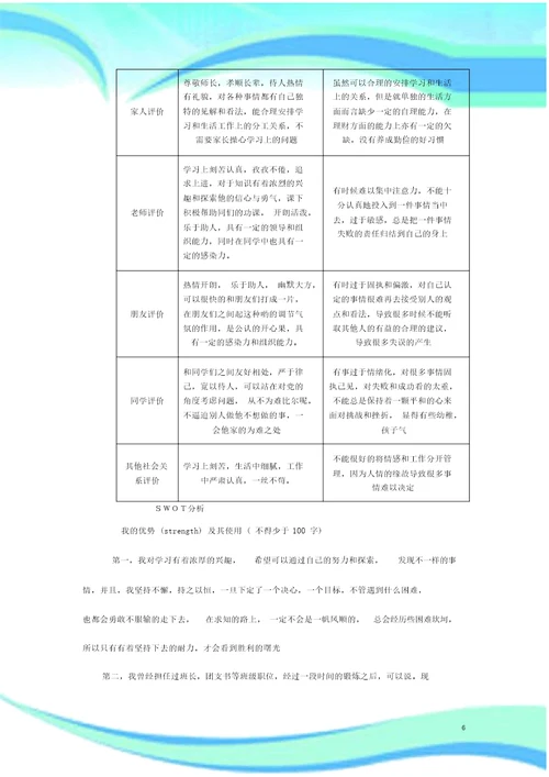 学业生涯规划书模板学生