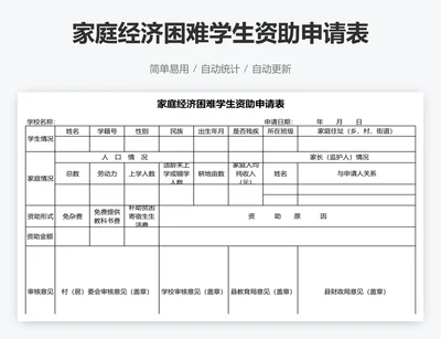 家庭经济困难学生资助申请表