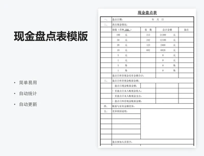 现金盘点表模版