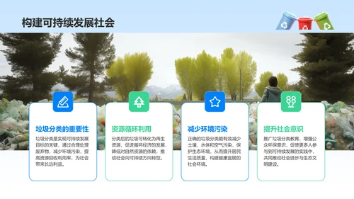 蓝色3D风垃圾分类的正确方法与实践PPT模板