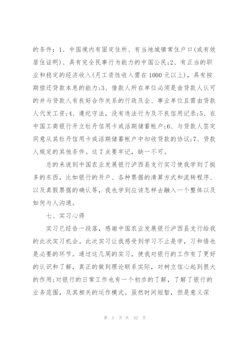 银行实习工作经验总结10篇.docx