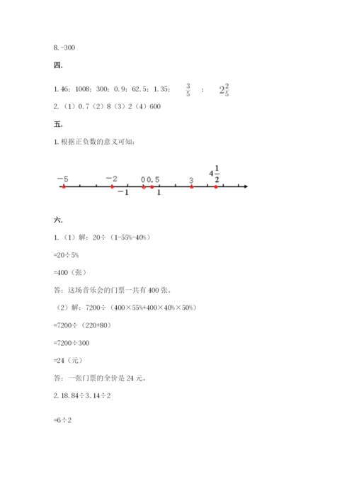 小学六年级数学期末自测题含答案【实用】.docx