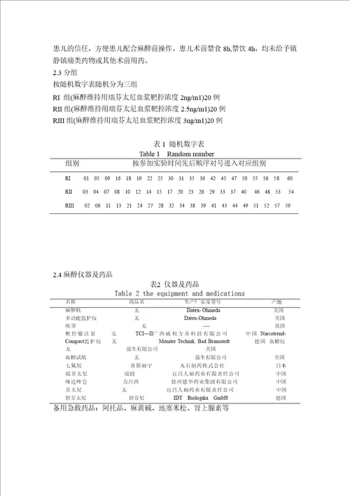 靶控不同浓度瑞芬太尼复合七氟烷用于小儿麻醉维持及术后恢复的临床观察麻醉学专业毕业论文