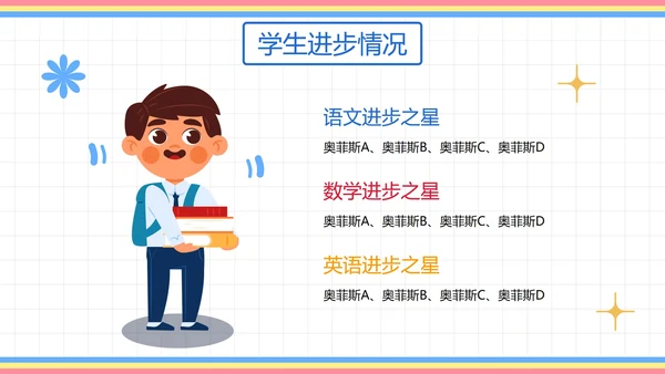 卡通插画可爱人物一年级家长会PPT模板