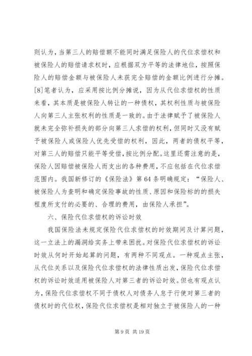 保险代位求偿权若干法律争议问题之探讨.docx