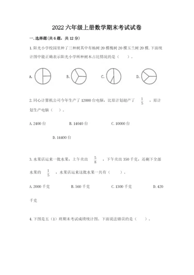 2022六年级上册数学期末考试试卷（网校专用）word版.docx