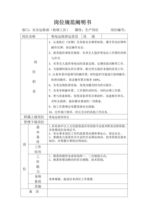 安全运检部岗位基础规范专项说明书.docx