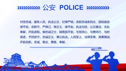 蓝色大气警务室工作总结计划动态PPT模板