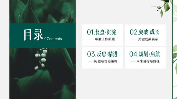 小清新绿植风工作总结PPT模版