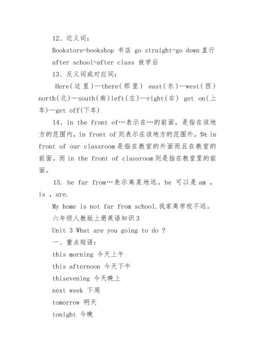 六年级人教版上册英语重点知识点.docx