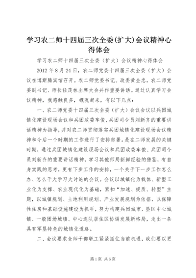 学习农二师十四届三次全委(扩大)会议精神心得体会.docx