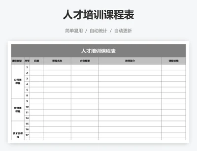 人才培训课程表