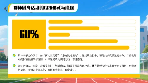 黄绿色3D风全民健身运动项目推广与教学指南PPT模板