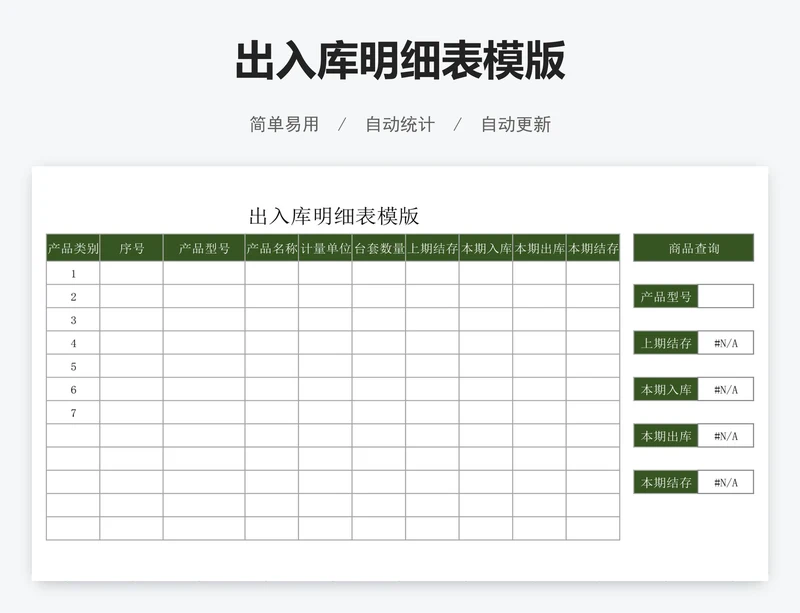 出入库明细表模版