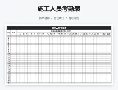 施工人员考勤表
