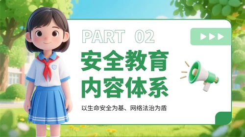 绿色卡通风学生安全教育宣传教育PPT
