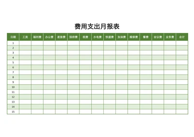 费用支出月报表