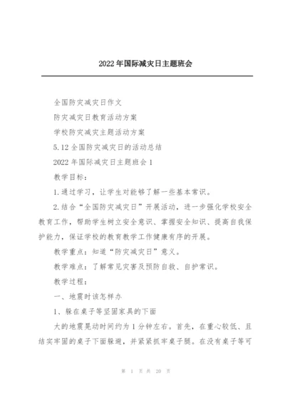 2022年国际减灾日主题班会.docx