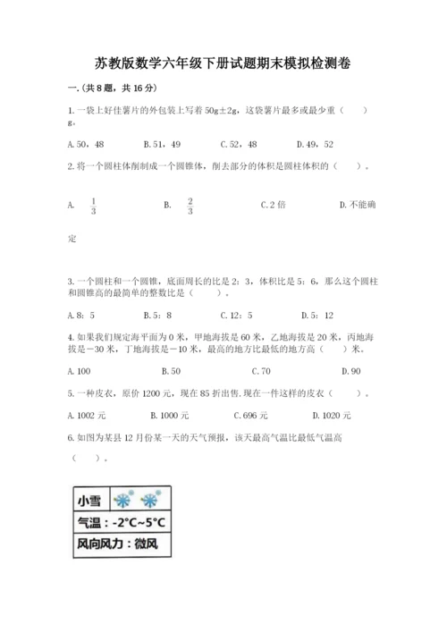 苏教版数学六年级下册试题期末模拟检测卷及参考答案【能力提升】.docx