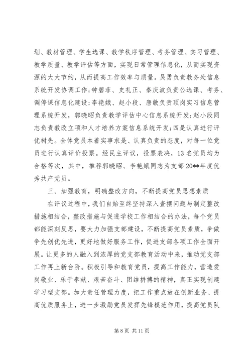 村党支部党员民主评价精选范文.docx