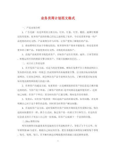 精编之业务员周计划范文格式.docx