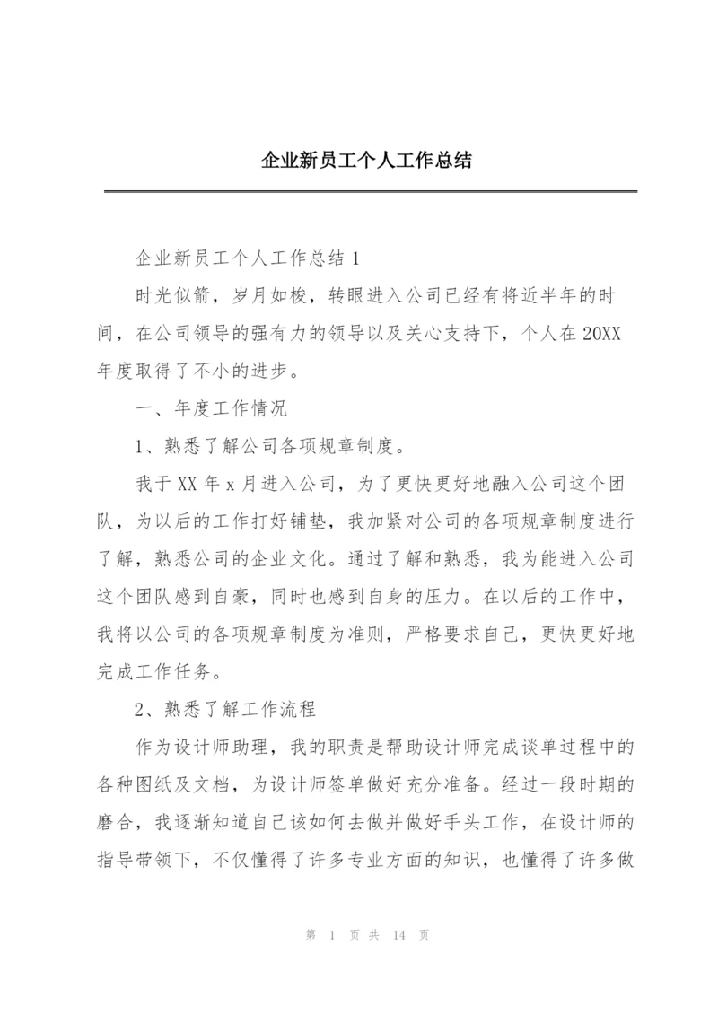 企业新员工个人工作总结.docx