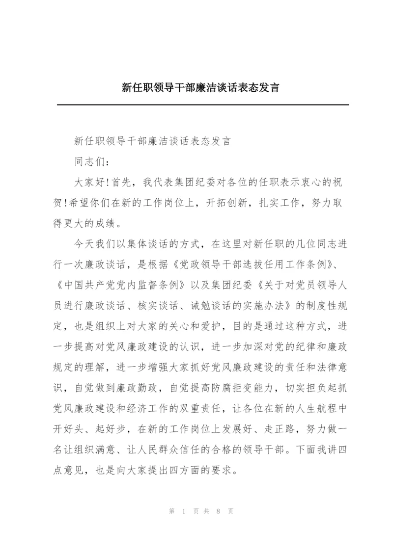 新任职领导干部廉洁谈话表态发言.docx