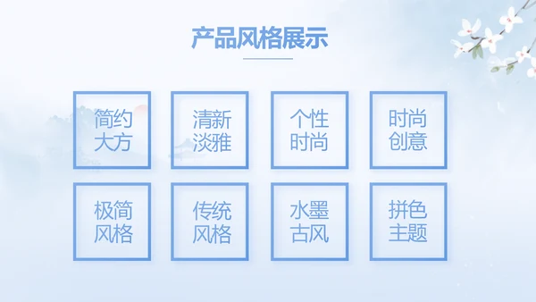 蓝色唯美中国风春天旅游相册PPT动态