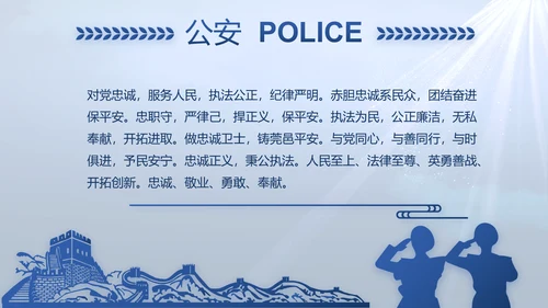 蓝色大气公安人民警察教育动态PPT