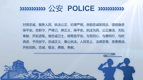 蓝色大气公安人民警察教育动态PPT