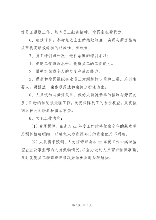 人力资源部某年工作计划.docx