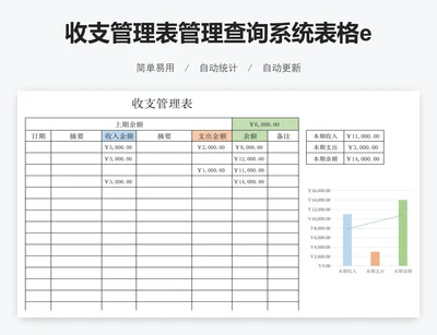 收支管理表管理查询系统表格excel