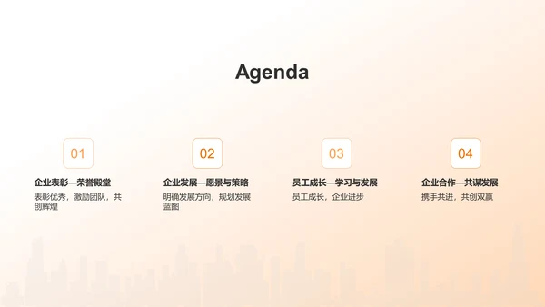 橙色商务风企业表彰PPT模板