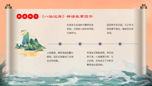 中国神话故事八仙过海各显神通通用PPT模板