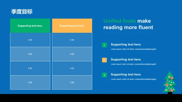 蓝绿色圣诞节工作总结PPT
